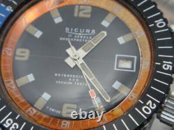 Sicura 400 21 jewel Swiss vintage 60s divers oversized watch rare model 60s VGUC