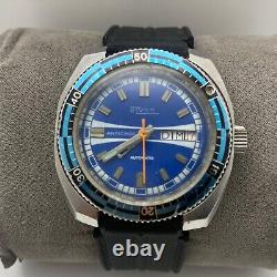 Skin Diver ELVES Vintage Watch Automatic 200M Swiss Made Mens Blue Dial Rare 70