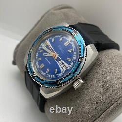 Skin Diver ELVES Vintage Watch Automatic 200M Swiss Made Mens Blue Dial Rare 70