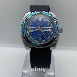 Skin Diver ELVES Vintage Watch Automatic 200M Swiss Made Mens Blue Dial Rare 70