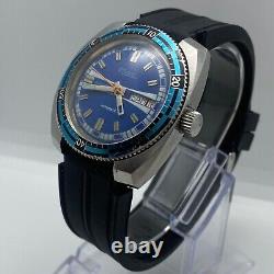 Skin Diver ELVES Vintage Watch Automatic 200M Swiss Made Mens Blue Dial Rare 70