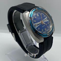 Skin Diver ELVES Vintage Watch Automatic 200M Swiss Made Mens Blue Dial Rare 70