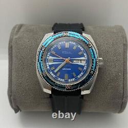 Skin Diver ELVES Vintage Watch Automatic 200M Swiss Made Mens Blue Dial Rare 70