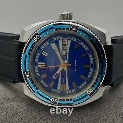 Skin Diver ELVES Vintage Watch Automatic 200M Swiss Made Mens Blue Dial Rare 70