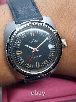 Skin Diver Tucah Vintage Watch Manual Winding Swiss Made 1970s Mens Rare