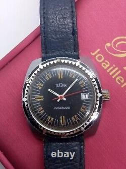 Skin Diver Tucah Vintage Watch Manual Winding Swiss Made 1970s Mens Rare