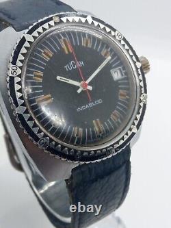 Skin Diver Tucah Vintage Watch Manual Winding Swiss Made 1970s Mens Rare