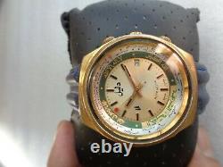 Super Vtg Rare Swiss Made World Time Arabic Daleel Islamic Automatic Men's Watch