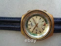 Super Vtg Rare Swiss Made World Time Arabic Daleel Islamic Automatic Men's Watch