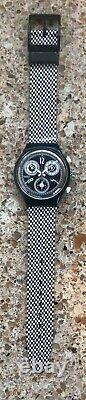 Swatch Vintage Chronograph 90s Swiss Watch Black White Checkerboard Rare