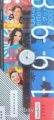 Swatch Watch Liquorice SCM404 1997 Rare Swiss Made Vintage Chronograph Quartz