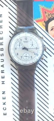 Swatch Watch Liquorice SCM404 1997 Rare Swiss Made Vintage Chronograph Quartz