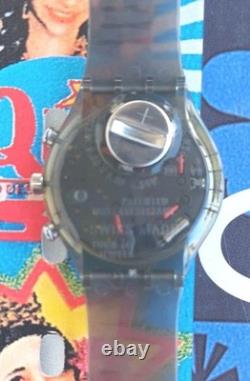 Swatch Watch Liquorice SCM404 1997 Rare Swiss Made Vintage Chronograph Quartz