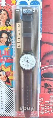 Swatch Watch Liquorice SCM404 1997 Rare Swiss Made Vintage Chronograph Quartz