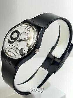 Swatch Watch Vintage 1983 GB103 RARE Black/White Swiss Made- New Battery