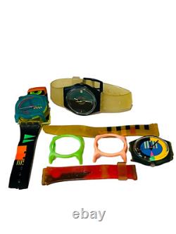 Swatch Watch Wristwatch VINTAGE Swiss made MIXED LOT bands neon parts cover RARE