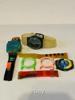 Swatch Watch Wristwatch VINTAGE Swiss made MIXED LOT bands neon parts cover RARE