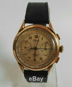 Swiss Chronograph Vintage Golden Hyaly Hand Winding Rare&Unique Men's Watch 37mm