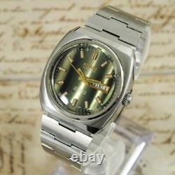 Swiss Nos Vintage Retro Automatic Day Date Rare Original Dial Ss Gents Watch