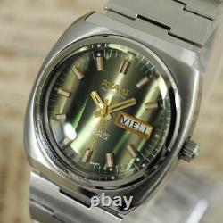 Swiss Nos Vintage Retro Automatic Day Date Rare Original Dial Ss Gents Watch