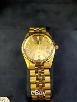 Swiss Watch CYMA Date vtg 90s 1/40 10k Gold Overlay New Rare jewels (jl)