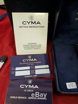 Swiss Watch CYMA Date vtg 90s 1/40 10k Gold Overlay New Rare jewels (jl)