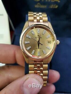 Swiss Watch CYMA Date vtg 90s 1/40 10k Gold Overlay New Rare jewels (jl)