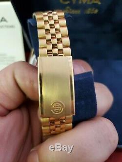 Swiss Watch CYMA Date vtg 90s 1/40 10k Gold Overlay New Rare jewels (jl)