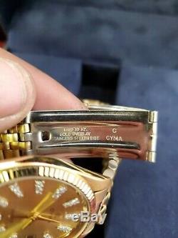 Swiss Watch CYMA Date vtg 90s 1/40 10k Gold Overlay New Rare jewels (jl)