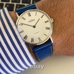 TUCAH Ultra-Thin Watch Chiffre Roman Vintage 70s Rare Manual Winding Swiss Men's