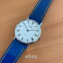 TUCAH Ultra-Thin Watch Chiffre Roman Vintage 70s Rare Manual Winding Swiss Men's
