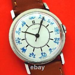 Timex Zodiac Star Sign Watch Ultra Rare Dial 34mm Vintage 160522471 Mens Swiss