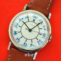 Timex Zodiac Star Sign Watch Ultra Rare Dial 34mm Vintage 160522471 Mens Swiss