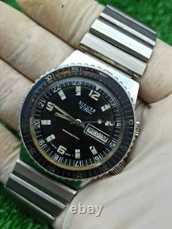 ULTRA-RARE SICURA 25 JEWELS DIVER WATCH AUTOMATIC VINTAGE SWISS 70s BLACK DIAL