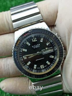 ULTRA-RARE SICURA 25 JEWELS DIVER WATCH AUTOMATIC VINTAGE SWISS 70s BLACK DIAL