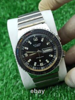 ULTRA-RARE SICURA 25 JEWELS DIVER WATCH AUTOMATIC VINTAGE SWISS 70s BLACK DIAL