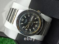 ULTRA-RARE SICURA 25 JEWELS DIVER WATCH AUTOMATIC VINTAGE SWISS 70s BLACK DIAL