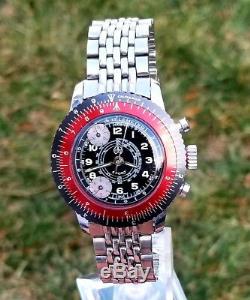 ULTRA RARE, UNIQUE Vintage Men's SWISS CHRONOGRAPH Watch OLLECH & WAJS (O W)