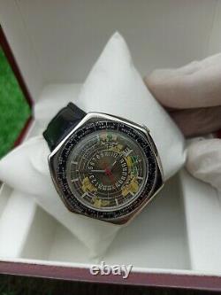 Ultra-Rare Vintage Candino World Time Globetrotter GMT Watch Swiss Automatic 70s