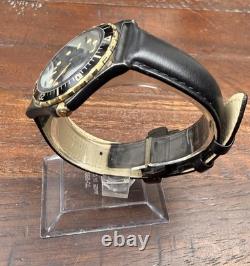 Ultra Rare Vintage Certina Ds Diver Black Gold 375ft Swiss Quartz 38mm