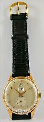 Ultra Rare Vintage Swiss Watch Fortis Day Date 14k Gold Circa 1955