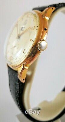 Ultra Rare Vintage Swiss Watch Fortis Day Date 14k Gold Circa 1955