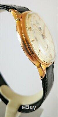 Ultra Rare Vintage Swiss Watch Fortis Day Date 14k Gold Circa 1955