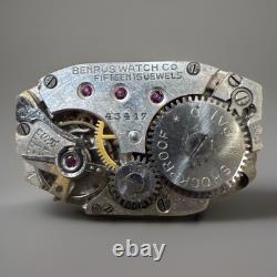 Ultra-rare Art Deco Benrus Swiss 15 Jewel Hand-painted Dial