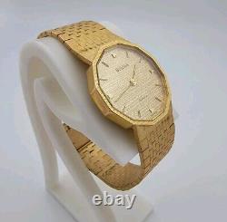 Unisex Bulova 82383 Rare Textured Gold Tone SS Vintage Swiss Quartz Watch