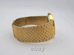 Unisex Bulova 82383 Rare Textured Gold Tone SS Vintage Swiss Quartz Watch