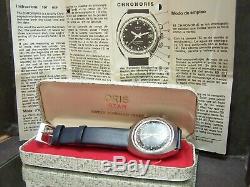 V Rare Vintage Swiss Oris Chronoris Star Chronostop Watch + Box & Papers