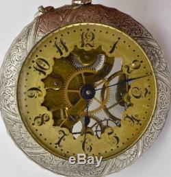 VERY RARE&UNUSUAL antique Swiss SKELETON DEMONSTRATOR pocket watch c1890