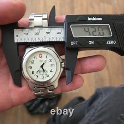 VERY RARE Vintage SWISS ARMY Mens Dual Time GMT White Dial Watch