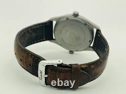 VERY RARE Vintage Swiss Military Dual Timer Swiss Leather Quartz Watch 8634 RUNS